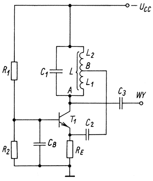 Podstawowy ukad generatora Hartleya zasilaniem szeregowym - konfiguracja WB